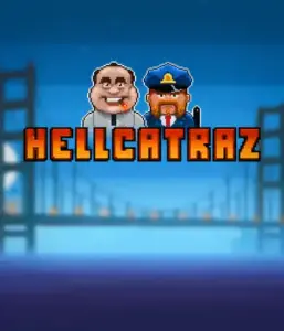 Explore the thrilling world of the Hellcatraz game by Relax Gaming, highlighting a quirky prisoner and a guard with the infamous Alcatraz prison and San Francisco skyline in the background. This graphic portrays the light-hearted escapade of an Alcatraz-inspired game, perfect for players looking for a unique slot experience, delivering a captivating adventure. 