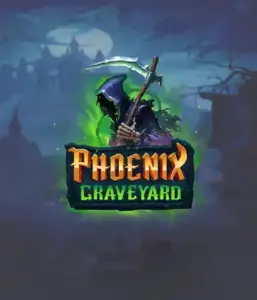 ELK Studios' Phoenix Graveyard game screen, showcasing the mystical graveyard and the legendary phoenix rising from the ashes. Displayed in this image is the slot's innovative expanding reels, alongside its stunning symbols and supernatural theme. It vividly depicts the game's theme of rebirth and immortality, appealing for those drawn to legends.